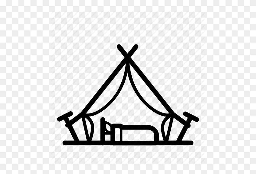 512x512 Accommodation, Bell Tent, C Camping, Glamping, Linebold - Camping Black And White Clipart