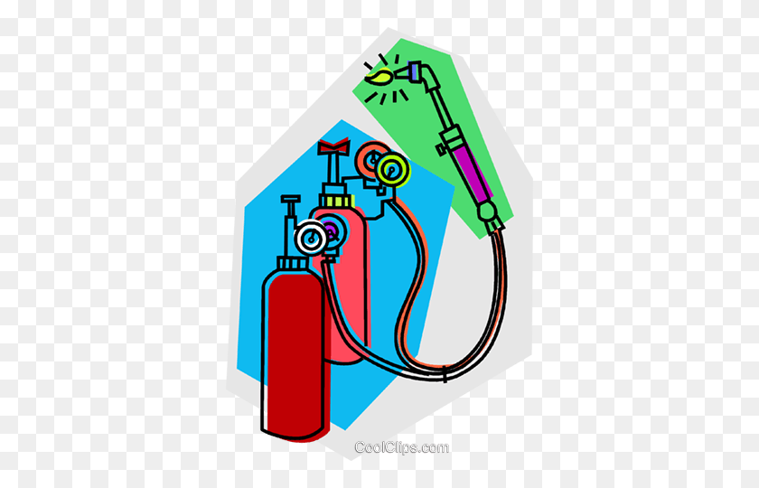 340x480 Acetylene Torch Royalty Free Vector Clip Art Illustration - Welding Torch Clipart