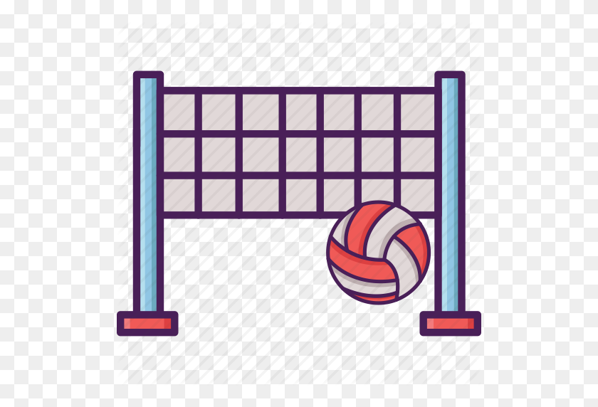 512x512 Activity, Ball, Beach, Field, Net, Sport, Volley Icon - Basketball Net PNG