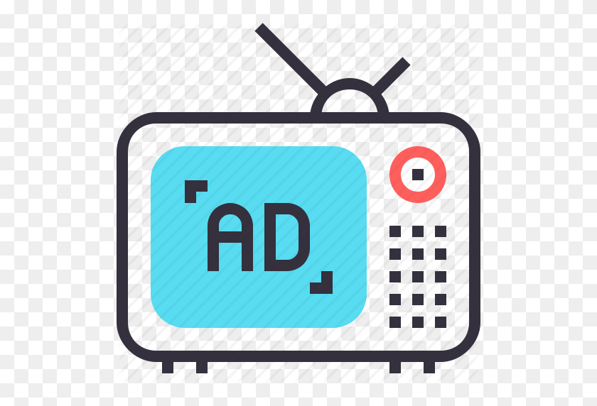 512x512 Ad, Marketing, Media, Multimedia, Promotion, Television, Tv Icon - Promotion Clip Art