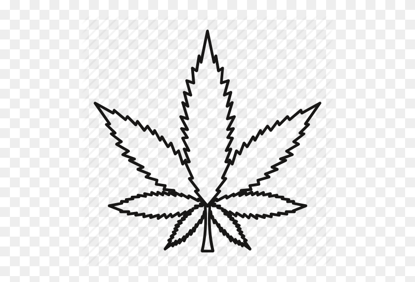 512x512 Addiction, Leaf, Line, Marijuana, Narcotic, Outline, Plant Icon - Leaf Outline PNG