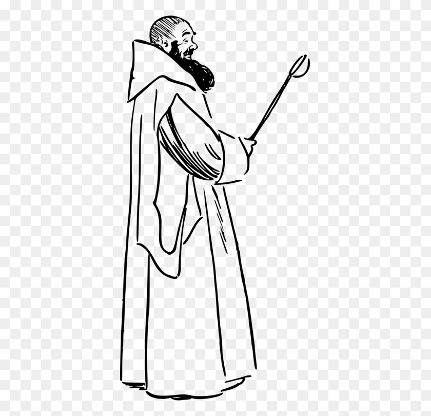 371x750 Адриан Монах Рисование Линии Искусства Монах - Клипарт Монах