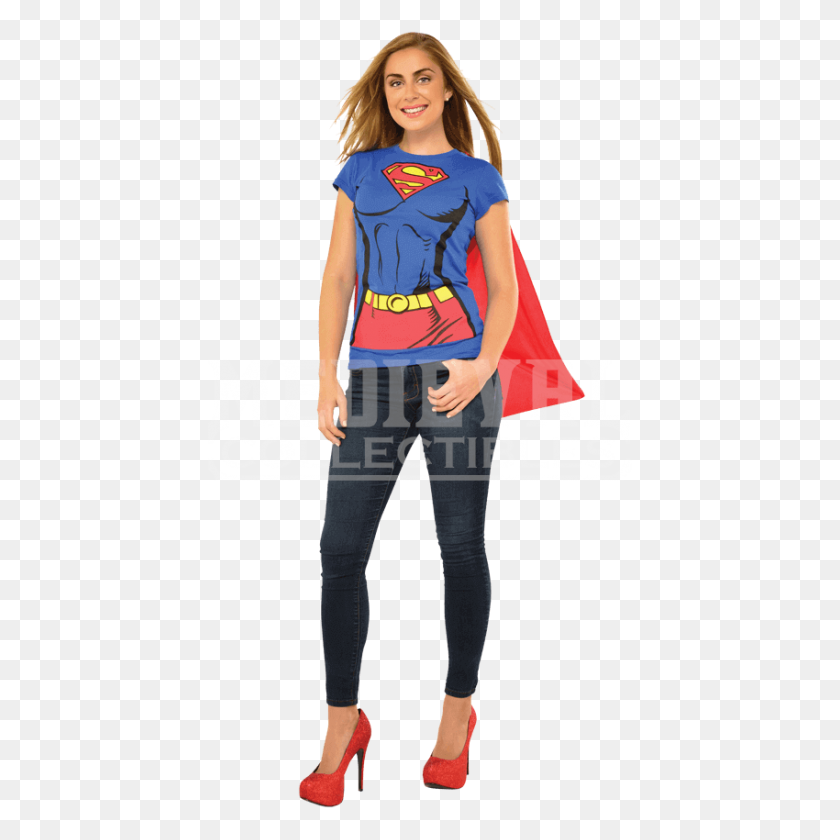 850x850 Camiseta Con Capa De Supergirl Para Adulto - Supergirl Png