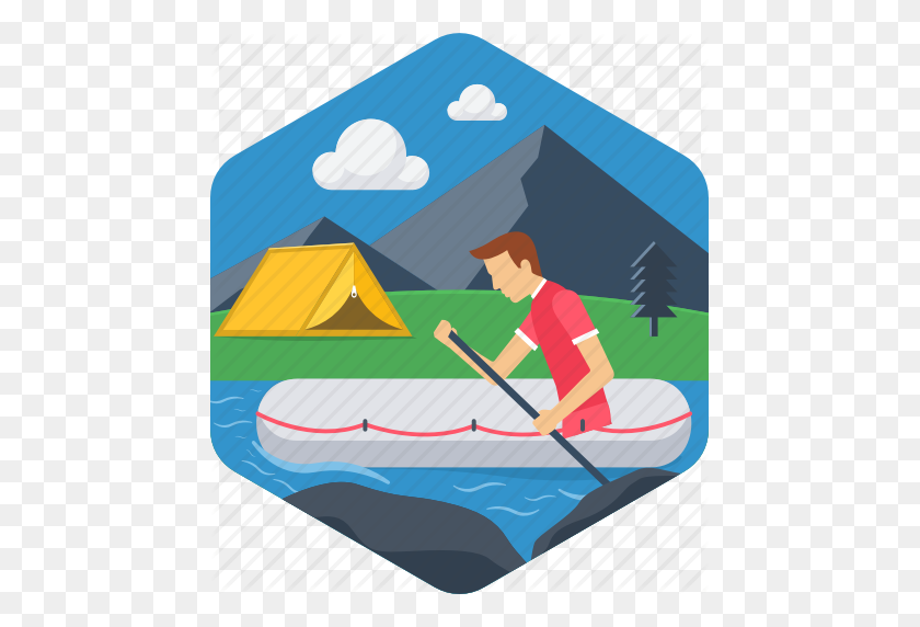 455x512 Aventura, Barco, Canotaje, Camping, Al Aire Libre, Rafting, Icono De Río - Imágenes Prediseñadas De Rafting En El Río