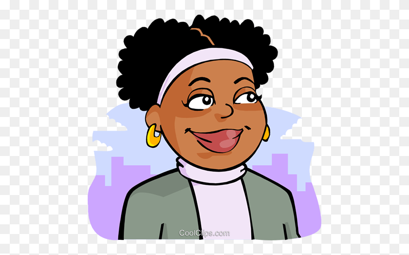 480x463 African American Woman Royalty Free Vector Clip Art Illustration - Woman With Afro Clipart