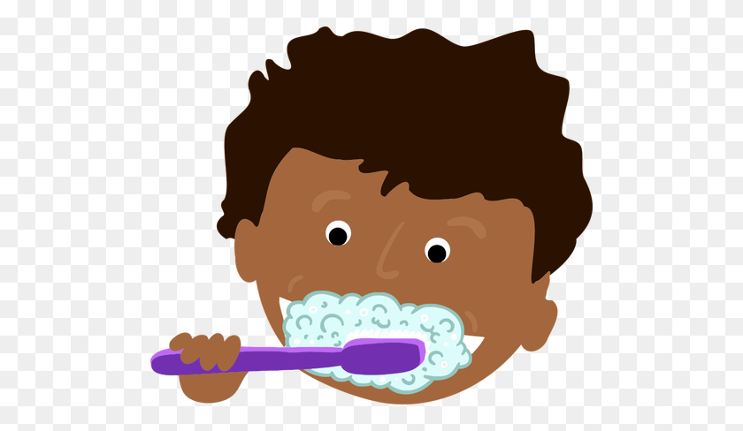 500x428 African Kid Brushing Teeth - Clipart Toothbrush
