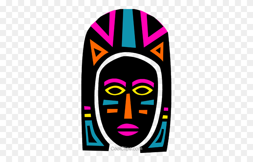 299x480 Máscara Africana Royalty Free Vector Clipart Illustration - Africa Clipart