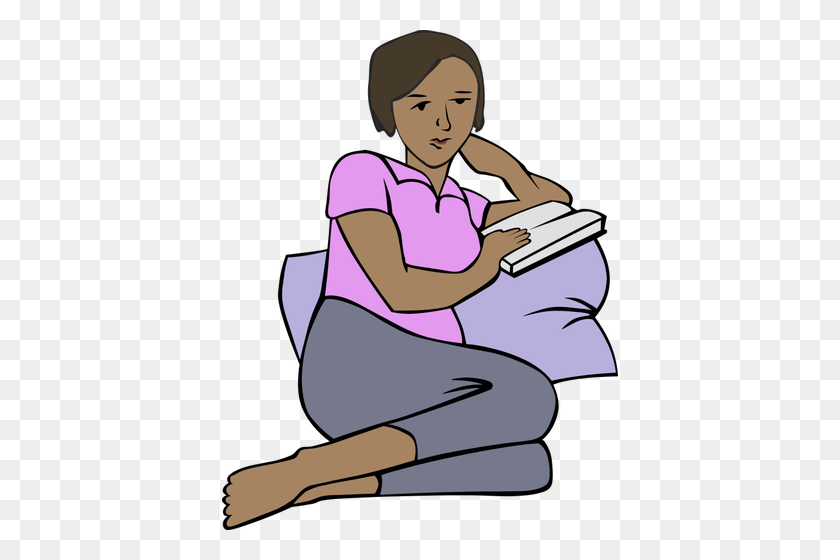 396x500 African Woman Reading - Girl Reading Book Clipart