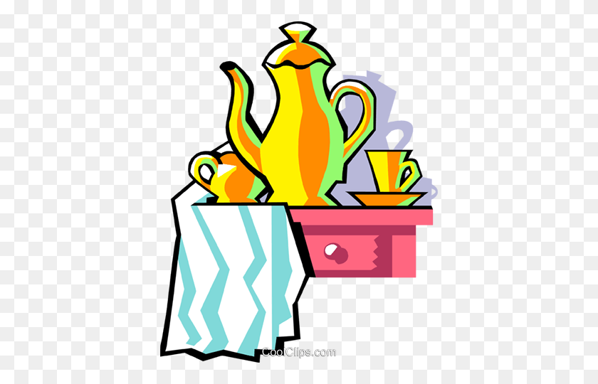 390x480 Afternoon Tea Royalty Free Vector Clip Art Illustration - Afternoon Clipart