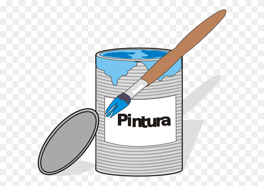 600x534 Aidiagre Paint Tin Can And Brush Clip Art - Paint Can Clipart