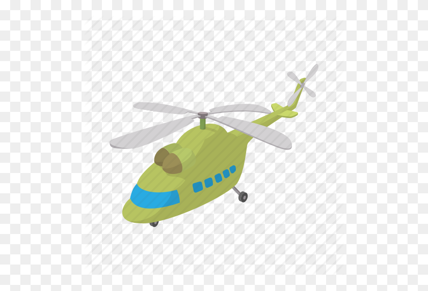 512x512 Aire, Aeronaves, Aviación, Dibujos Animados, Verde, Helicóptero, Icono De Transporte - Avión De Dibujos Animados Png