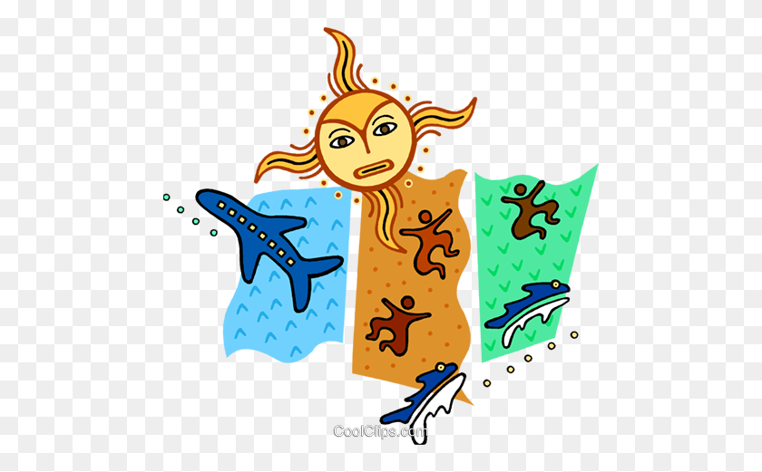 480x461 Air, Land And Sea With Modern Sun Design Royalty Free Vector Clip - Clipart Land