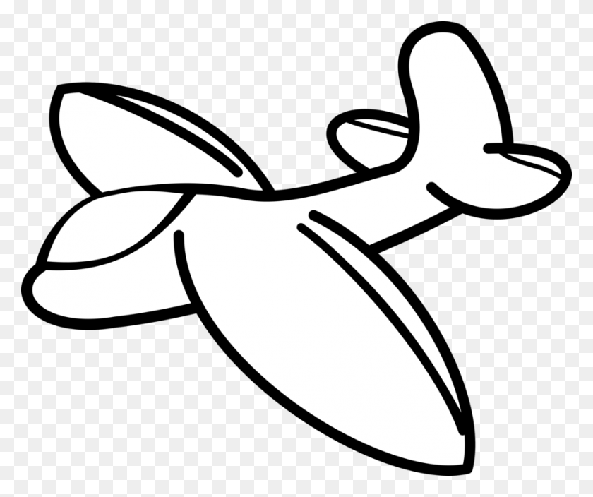 907x750 Airplane Cartoon Drawing Glider Black And White - Glider Clipart