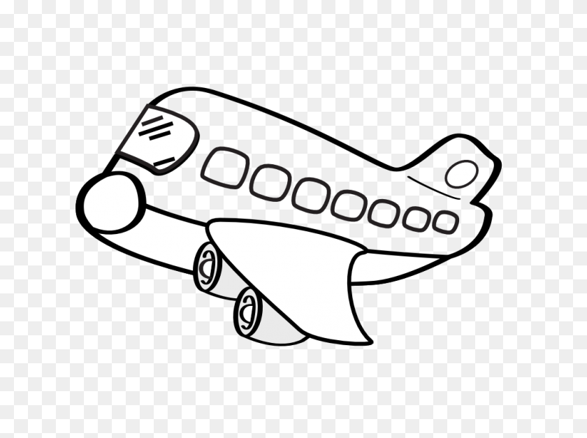 999x727 Airplane Clip Art Black And White Free Image - Airplane With Banner Clipart