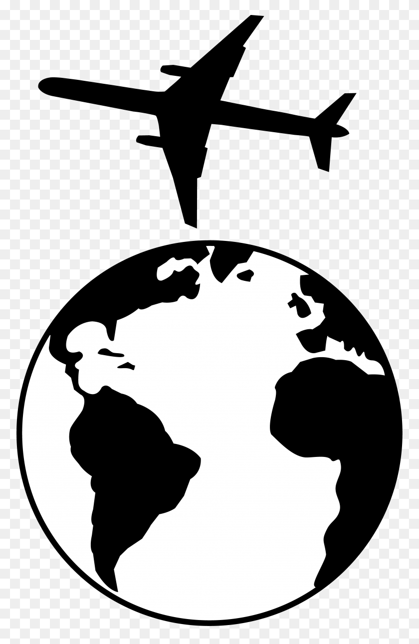 3712x5862 Airplane Clipart Black And White - Plane Clipart