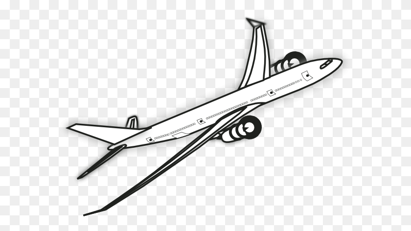 600x412 Черно-Белый Клипарт С Изображением Самолета. Бесплатные Изображения - Игрушки.