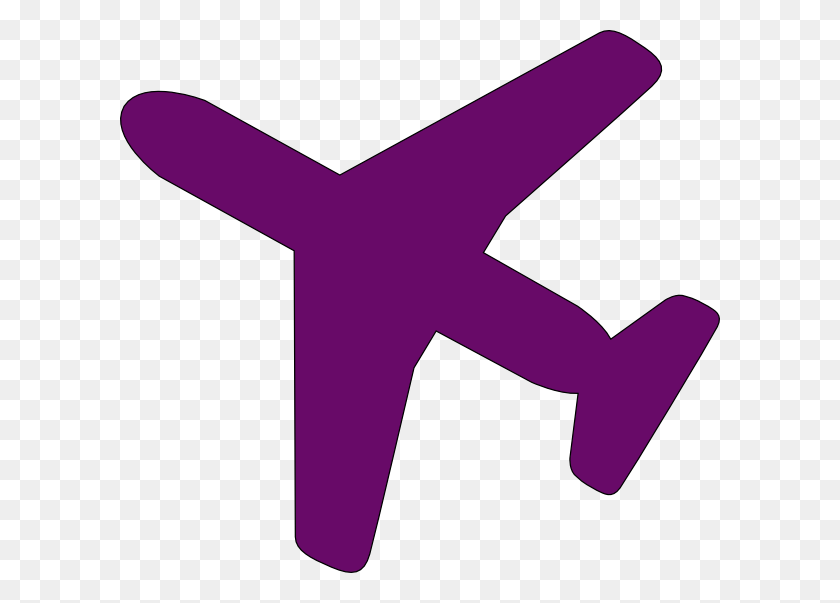 600x543 Airplane Clipart Purple - Airline Clipart