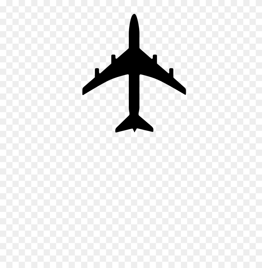 566x800 Сверху Самолет Клипарт - Черно-Белый Клипарт На Паспорт