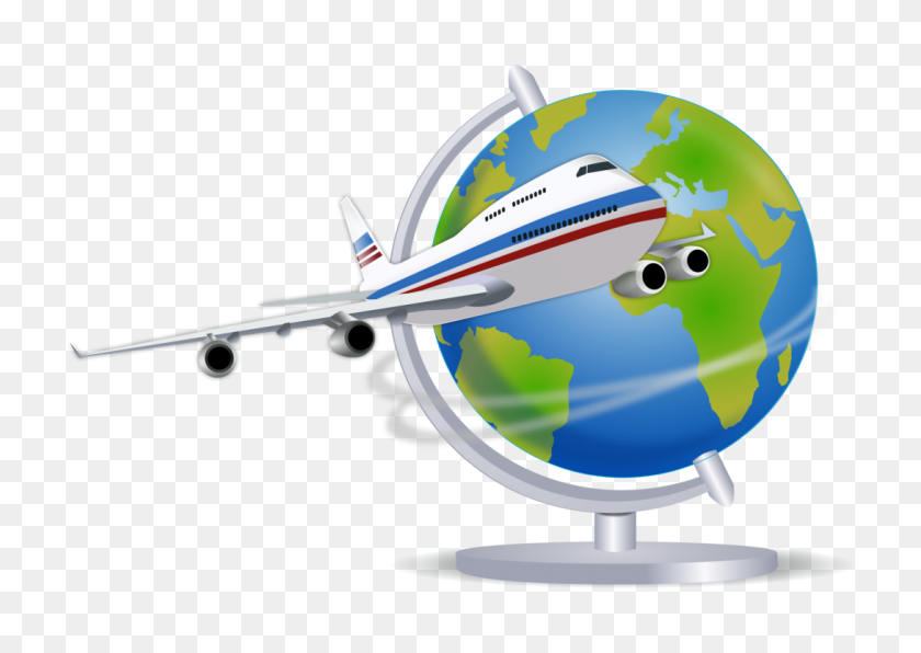 1090x750 Airplane Globe Air Travel Computer Icons - Plane Flying Clipart