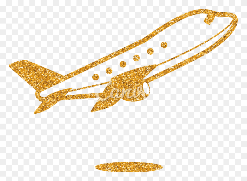 800x570 Airplane Gold Glitter Icon - Gold Glitter PNG