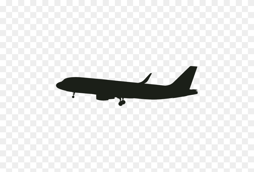 512x512 Airplane Landing Silhouette Side View - Airplane Silhouette PNG