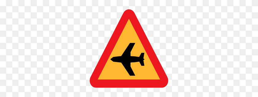 256x256 Airplane Roadsign Png Icon - Road Sign PNG