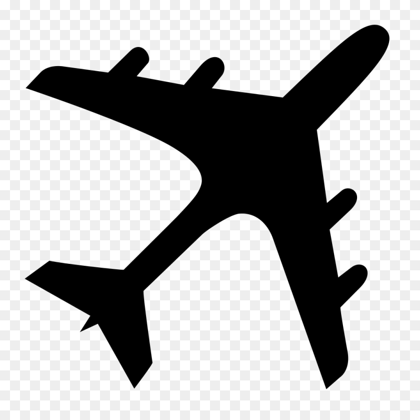 1000x1000 Airplane Silhouette - Plane Clipart Black And White
