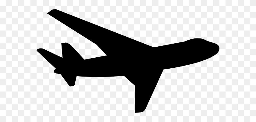 600x340 Airplane Silhouette Clip Art Look At Airplane Silhouette Clip - Travel Clipart Black And White