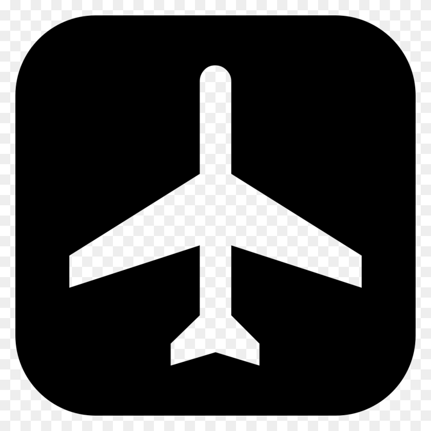 980x980 Airplane Silhouette On Square Background Png Icon Free - Airplane Silhouette PNG