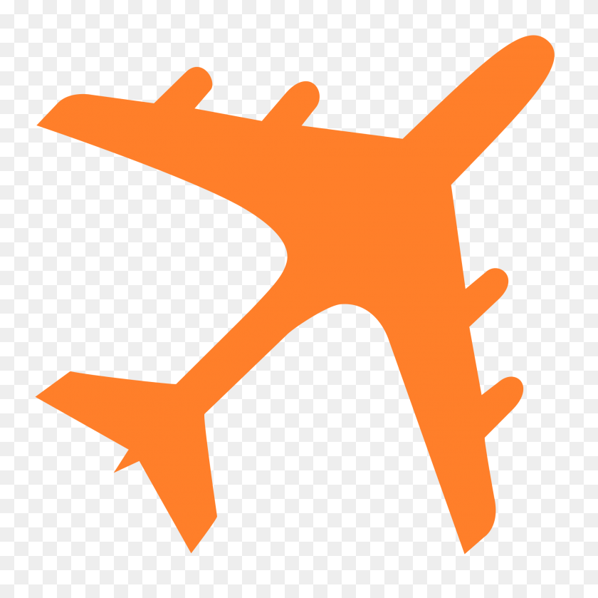 2000x2000 Airplane Silhouette Orange - Airplane Silhouette Clip Art