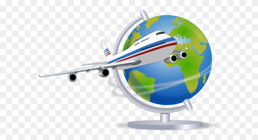 600x398 Airplane Traveling The Globe Clip Art - Jet Plane Clipart