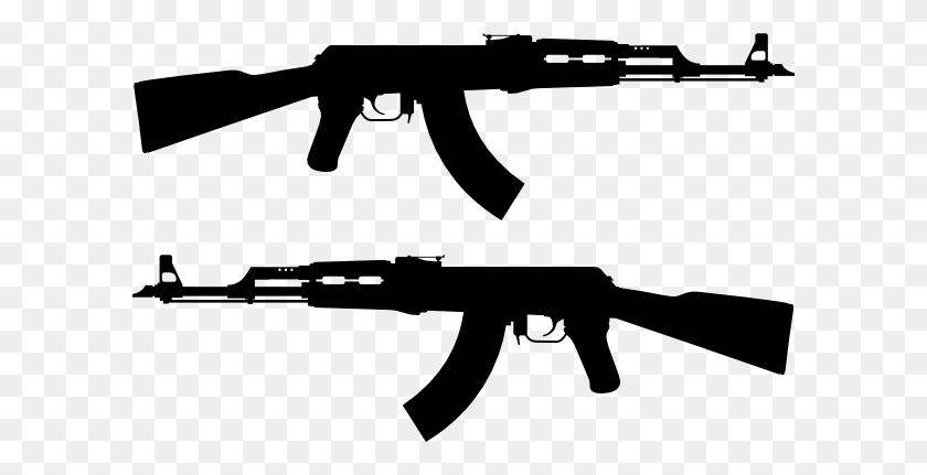 600x371 Ak Rifle Silhouette Clip Art Free Vector - Rifle Clipart Black And White