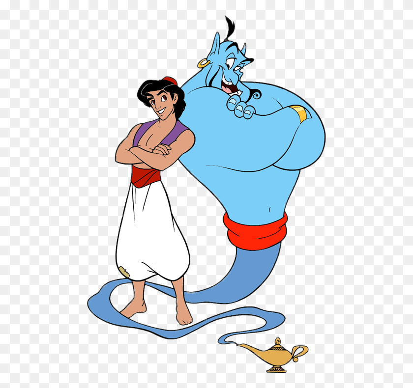 490x730 Aladdin And Genie Transparent Png - Genie PNG