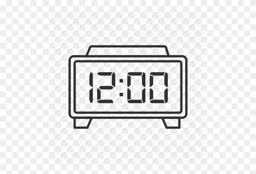 512x512 Alarma, Reloj Despertador, Reloj, Reloj Digital, Medianoche, Mediodía, Icono De Tiempo - Reloj Digital Png