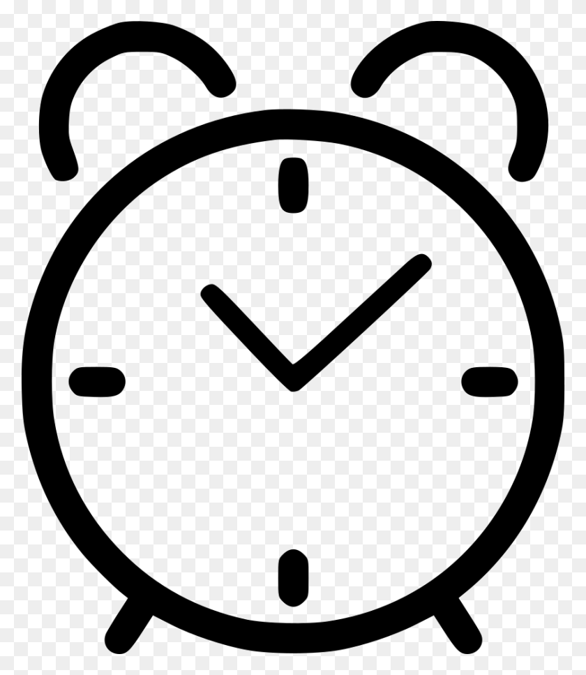 842x980 Alarm Clock Png Icon Free Download - Alarm Clock Clipart Black And White