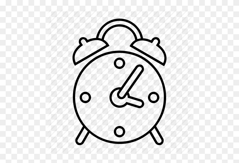 512x512 Alarma, Reloj, Icono De Productividad - Imágenes Prediseñadas De Reloj Despertador En Blanco Y Negro