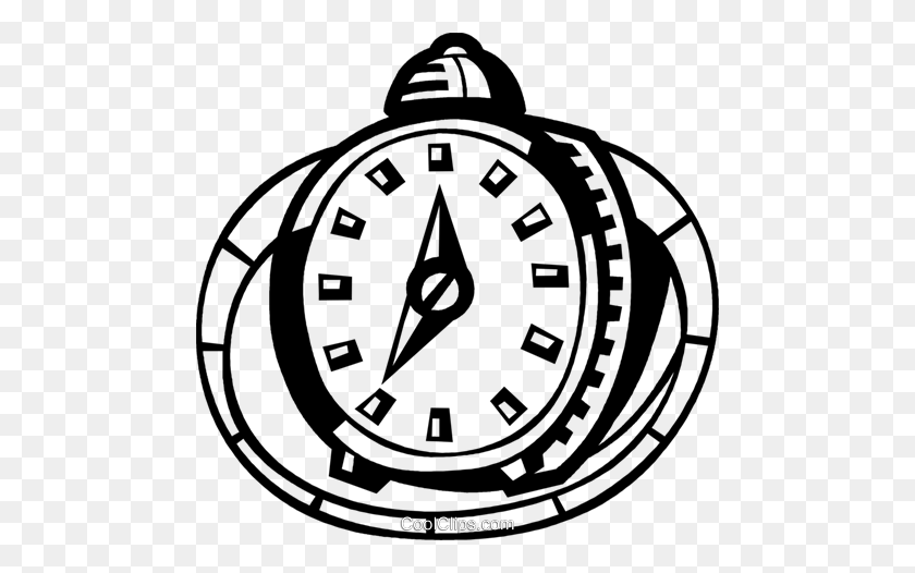 480x466 Alarm Clocks Royalty Free Vector Clip Art Illustration - Alarm Clock Clipart Black And White