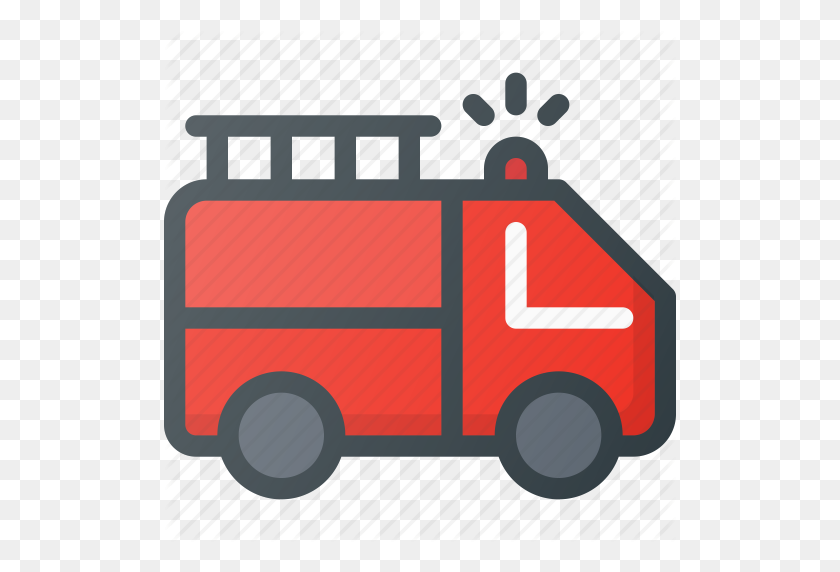 512x512 Alarma, Emergencia, Fuego, Ayuda, Icono De Camión - Camión De Bomberos Png
