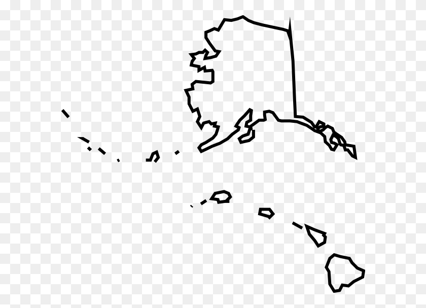 600x547 Аляска, Гавайи, Карта Клипарт - Клипарт Гавайи