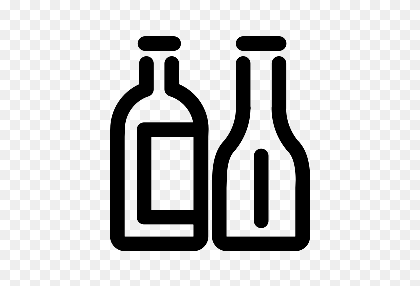 512x512 Алкоголь, Бутылка, Значок Шампанского В Png И Векторном Формате - Шампанское, Черно-Белый Клипарт