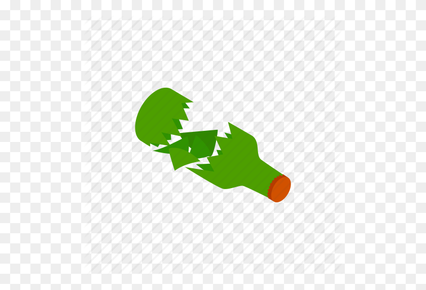 512x512 Alcohol, Bottle, Garbage, Glass, Isometric, Shattered, Waste Icon - Shattered Glass PNG