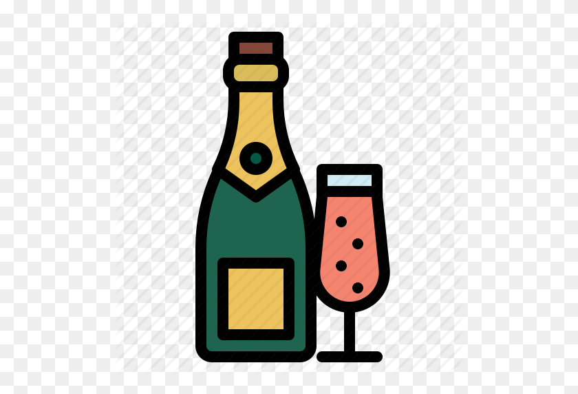 512x512 Алкоголь, Шампанское, Ура, Событие, Вечеринка, Значок Вина - Бутылка Шампанского Клипарт