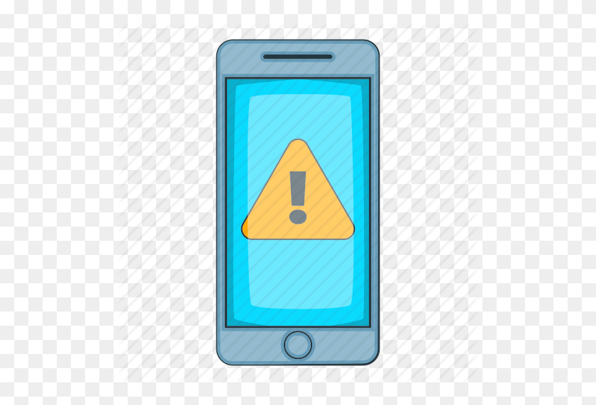 512x512 Alert, Cartoon, Caution, Mobile, Notification, Phone, Warning Icon - Cartoon Phone PNG