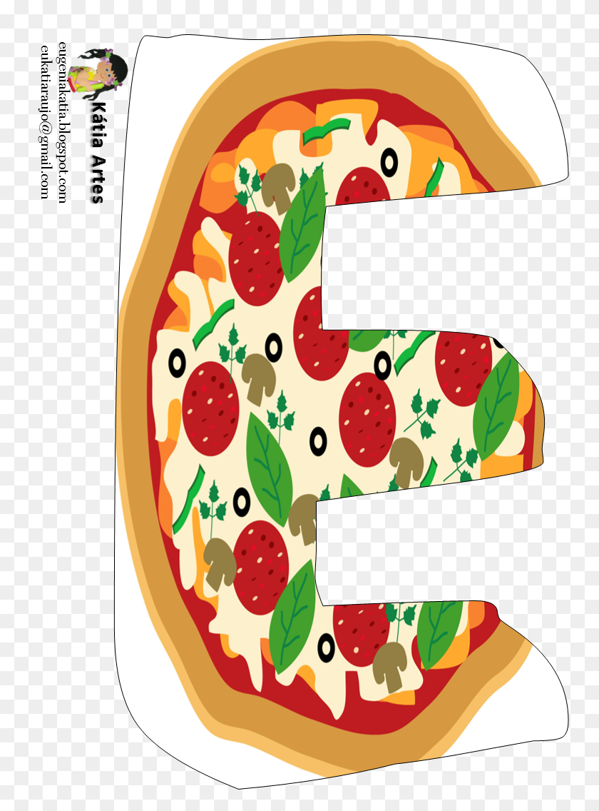 757x1076 Alfabeto De Pizza О, Мои Альфабеты! Семейные Инициалы - Клипарт Pizza Party