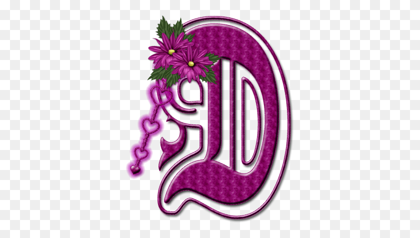 337x416 Alfabeto Floral Rosa Chicle Mayuscula D Delphine's Initial - Initial D PNG