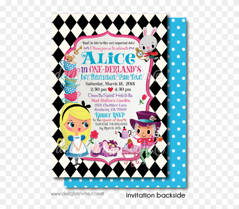 497x675 Алиса В Онедерленде Приглашения На Чаепитие На День Рождения - Безумный Шляпник, Чаепитие Клипарт