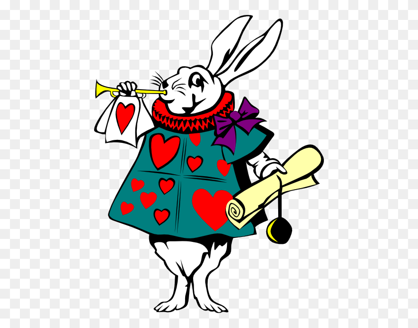 462x599 Alice In Wonderland Rabbit Clip Art - Rabbit Clip Art