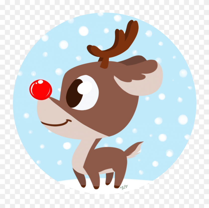 862x858 Alice Merry Art En Twitter Un Pequeño Icono De Rudolph - Nariz De Rudolph Png