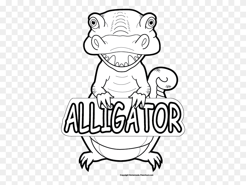424x573 Alligator Clipart - Alligator Clipart Black And White