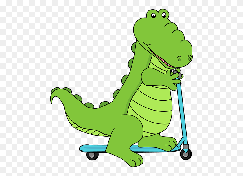 493x550 Alligator Riding A Scooter Clip Art - Scooter Clipart